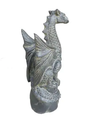 Artikelbild 3 des Artikels “Sitzender Drache auf Stein, ca. 75 cm H. Steinguss, handgefertigt & farbig “