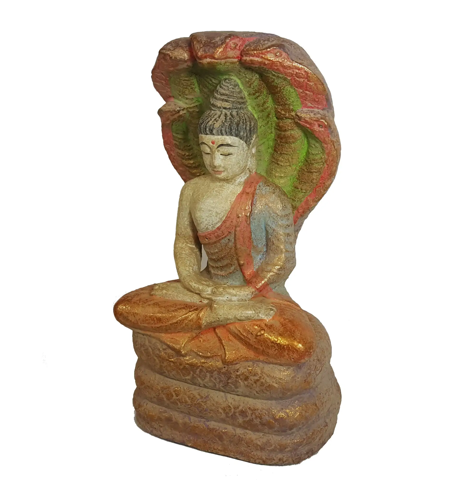 Artikelbild 3 des Artikels “Buddha-Figur, sitzend, „Naga“, Steinguss, handbemalt, ca. 26 cm “