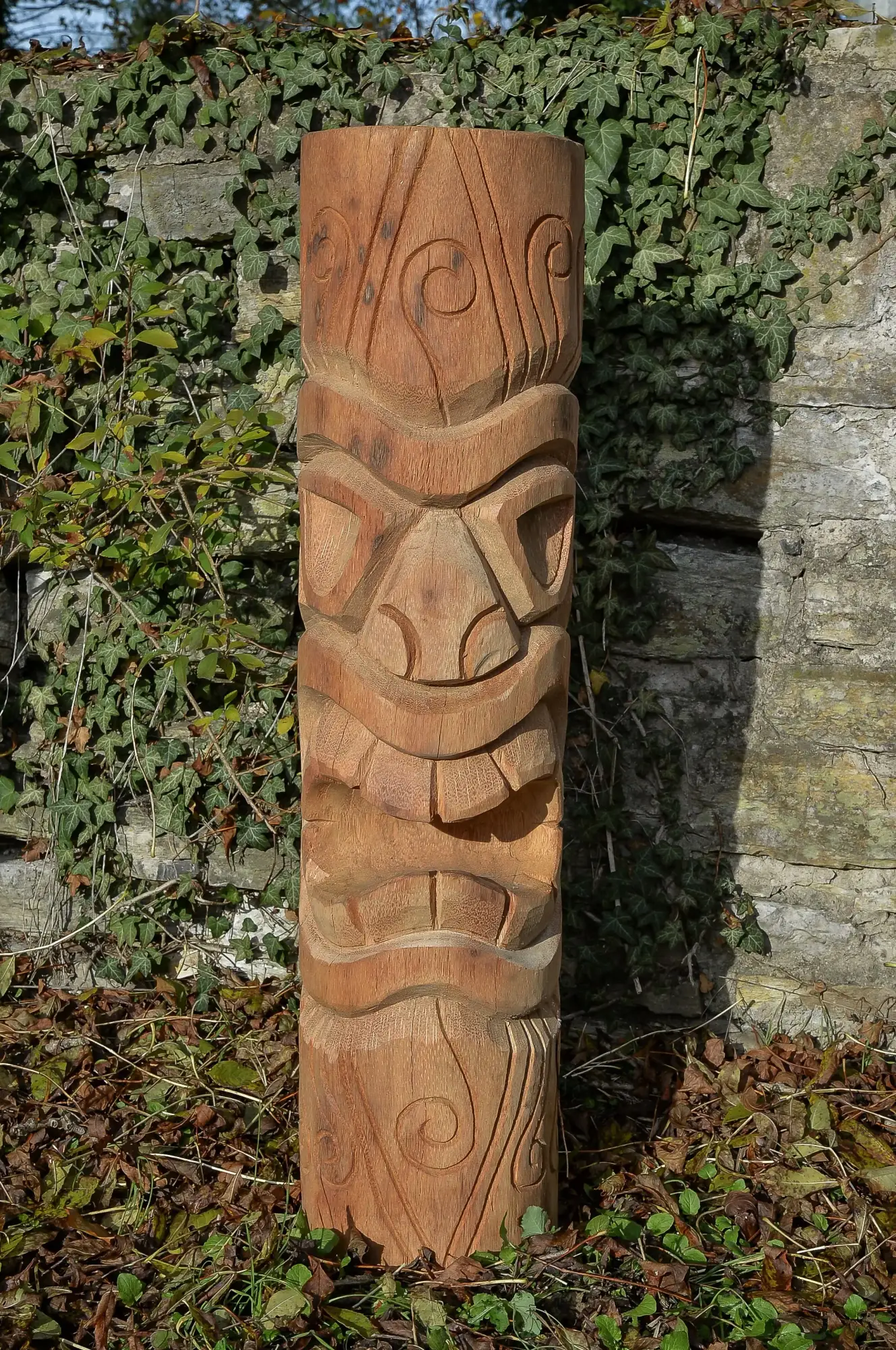 Artikelbild 4 des Artikels “Tiki-Statue im polynesischen Stil. Aus Kokosnusspalme 100cm. Ø ca. 18-28cm. Modell 2 - offener Mund “