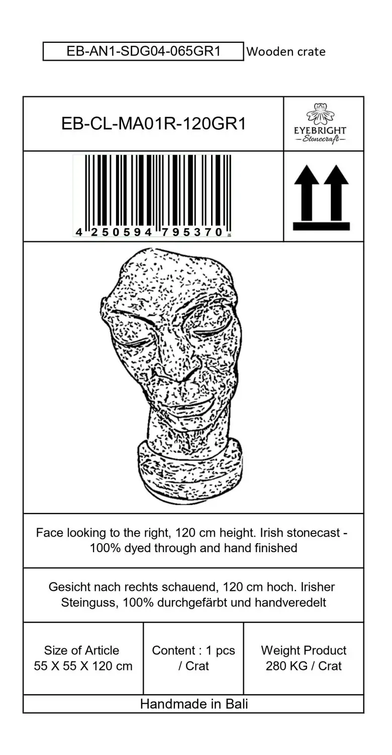 Product image 4 of the product “Aras - Face looking to the right, 120 cm H | cast stone ”