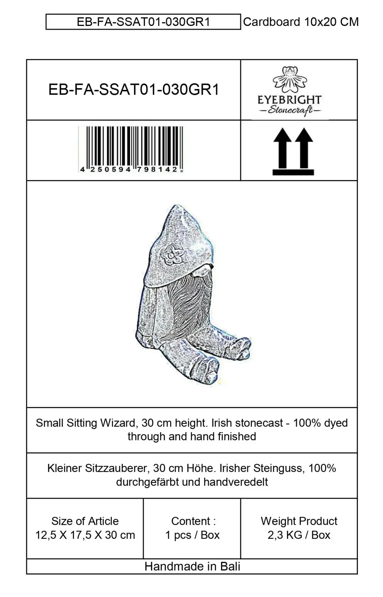 Artikelbild 4 des Artikels “Klaus - Kleiner sitzender Zauberer, 30 cm H | Steinguss “