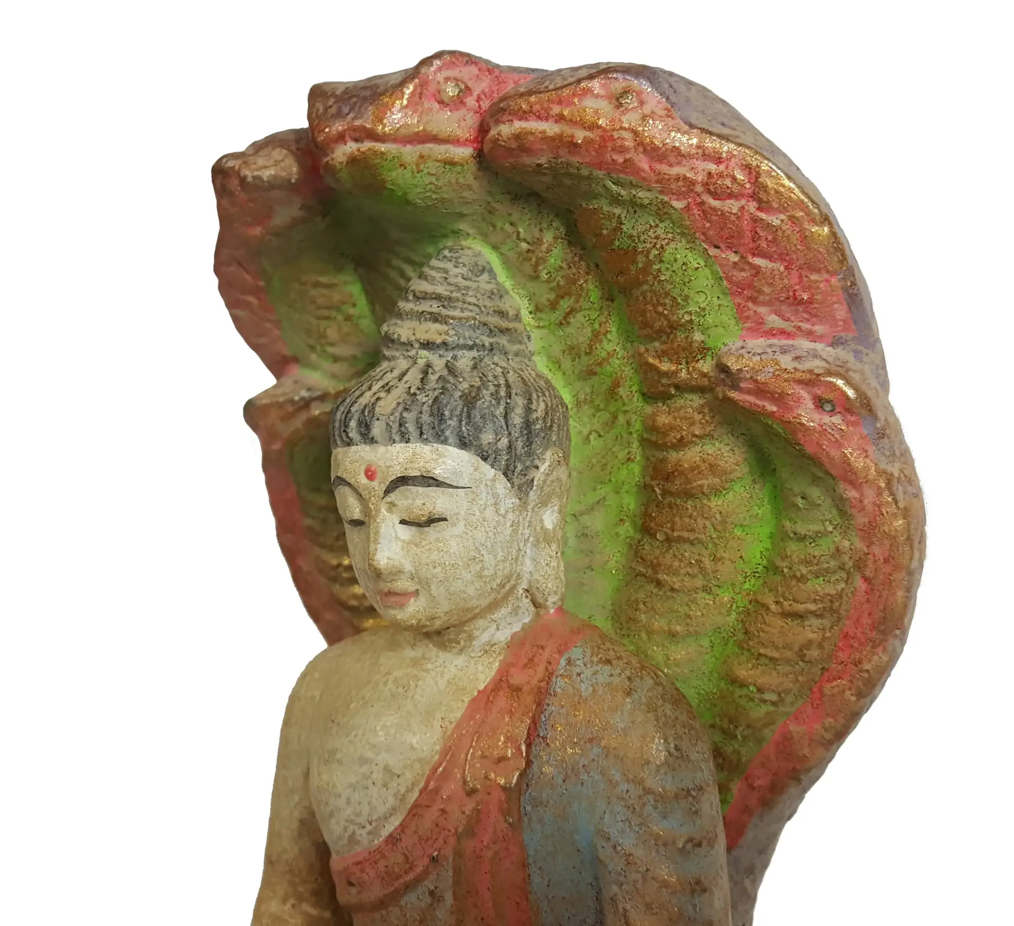 Artikelbild 4 des Artikels “Buddha-Figur, sitzend, „Naga“, Steinguss, handbemalt, ca. 26 cm “