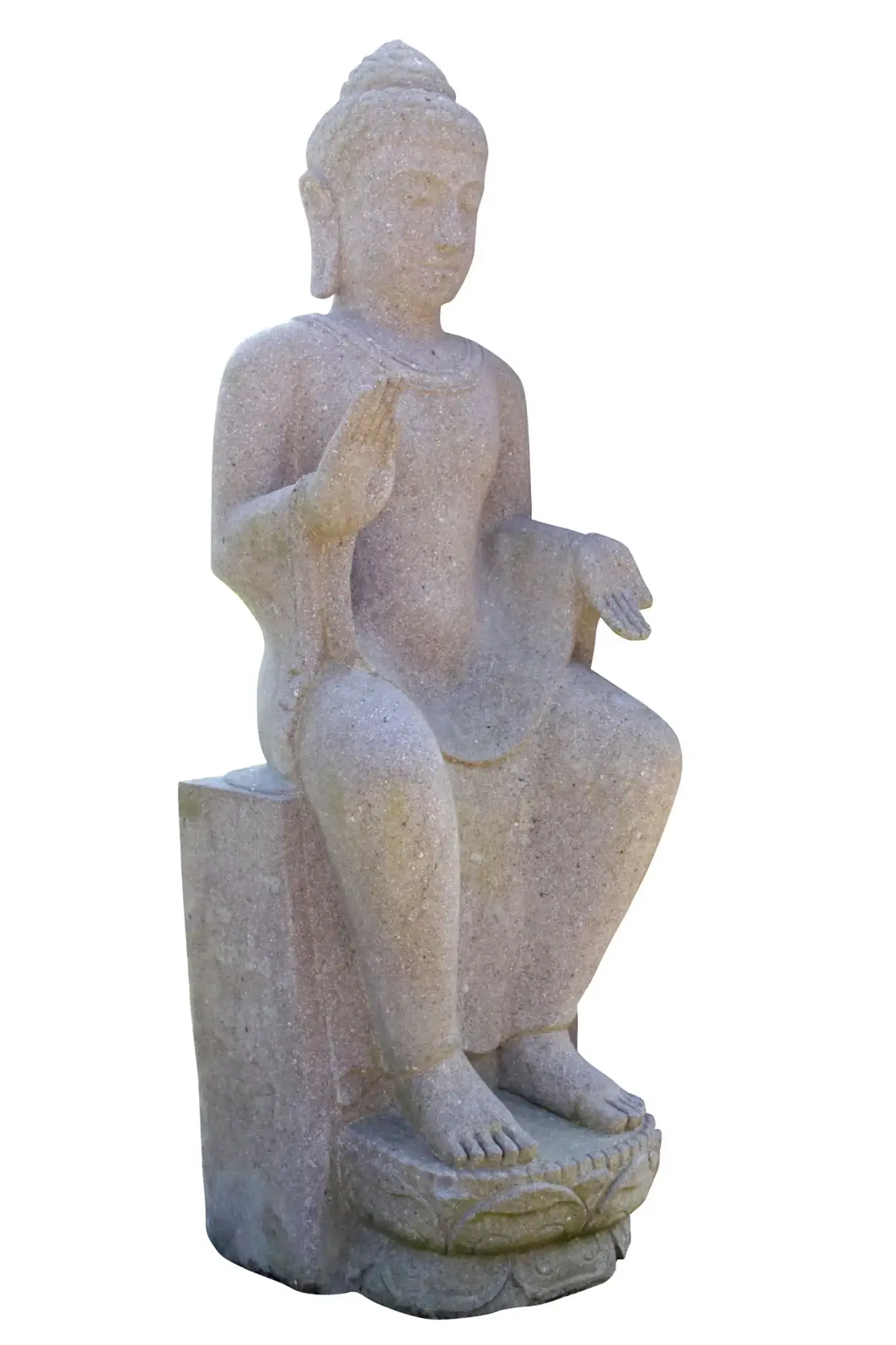 Artikelbild 4 des Artikels “EINZELSTÜCK - Sitzender Buddha auf Sockel, 130 cm H, rötlicher Flussstein “
