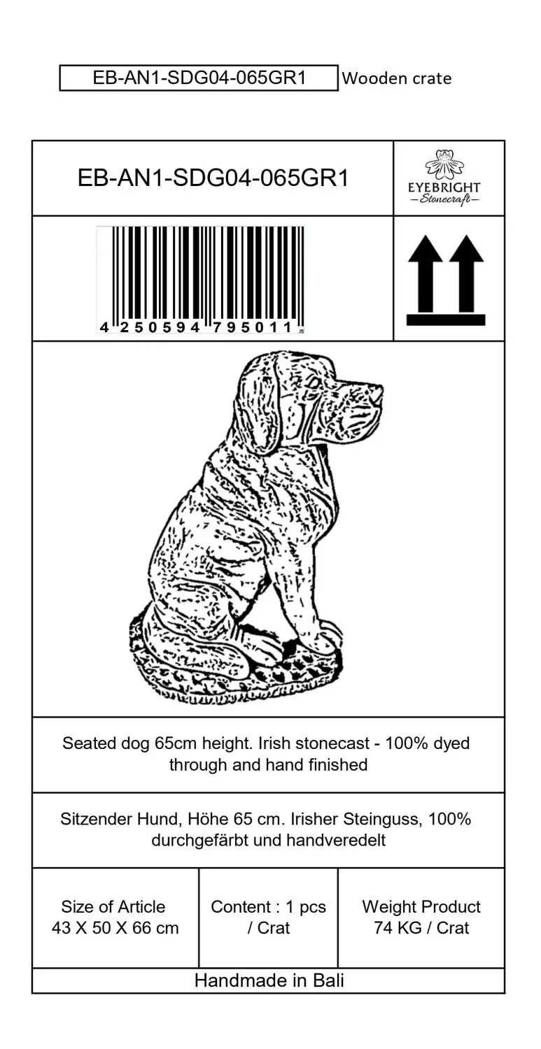 Artikelbild 5 des Artikels “Henry - Hund, sitzend, 65 cm H | Steinguss “