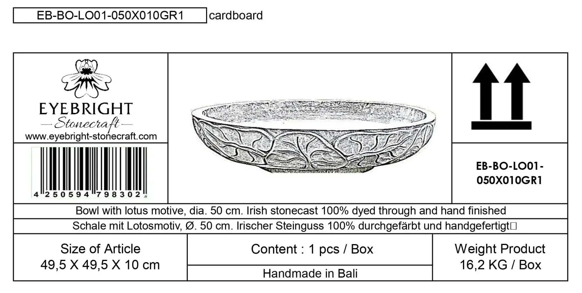 Product image 5 of the product “Makassar - Bowl with lotus motive, Ø 50 cm | cast stone ”