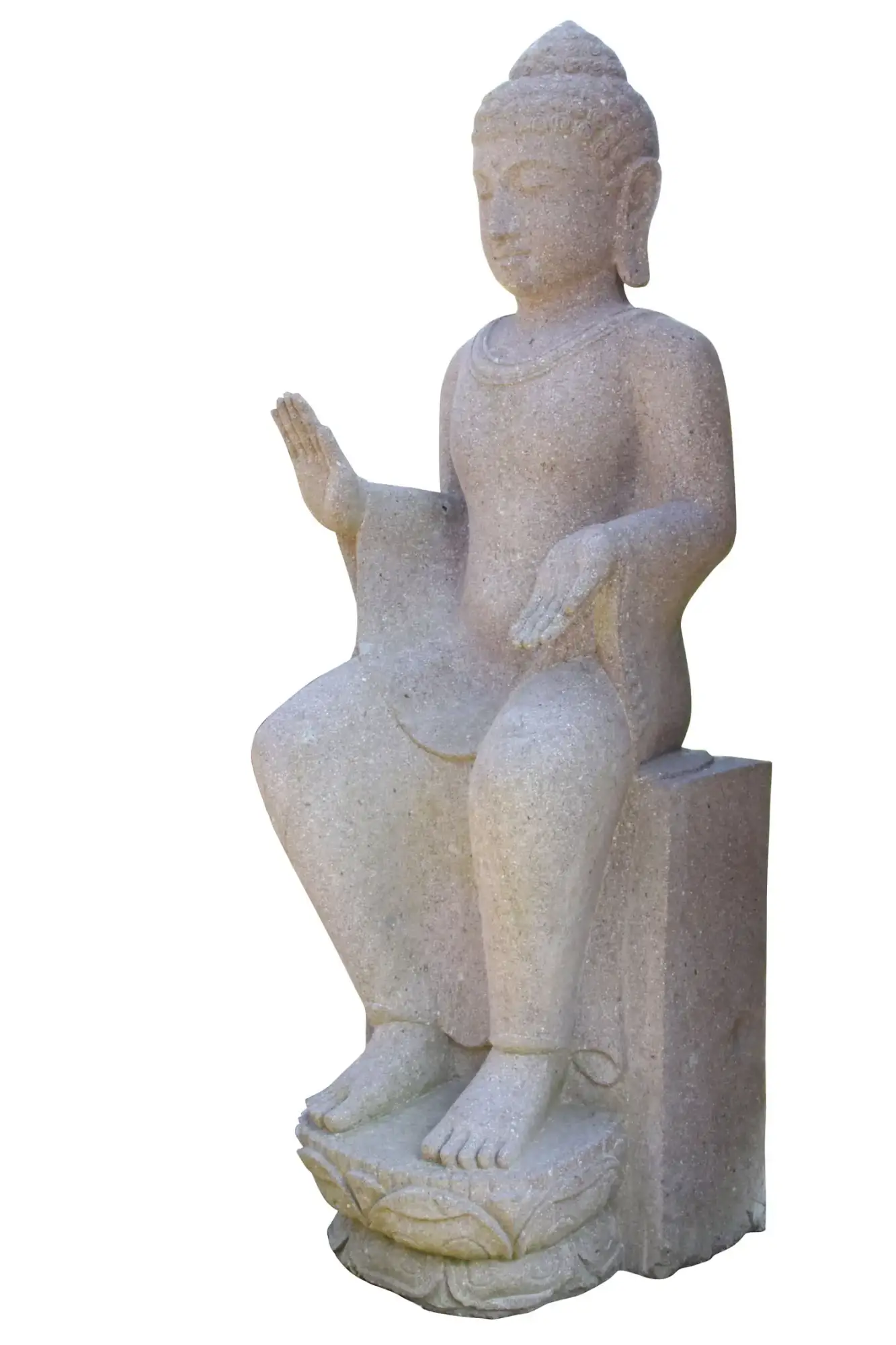 Artikelbild 5 des Artikels “EINZELSTÜCK - Sitzender Buddha auf Sockel, 130 cm H, rötlicher Flussstein “