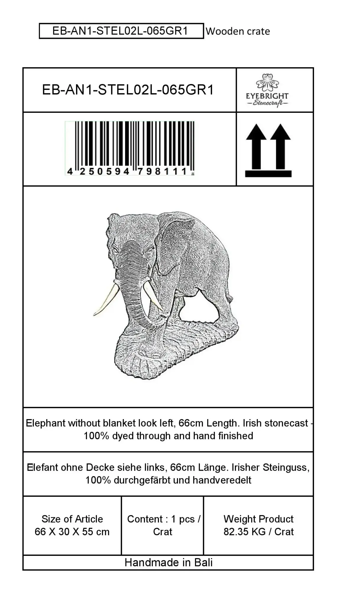 Artikelbild 6 des Artikels “Rajah - Elefant, Blick rechts, 63 cm L | Steinguss “