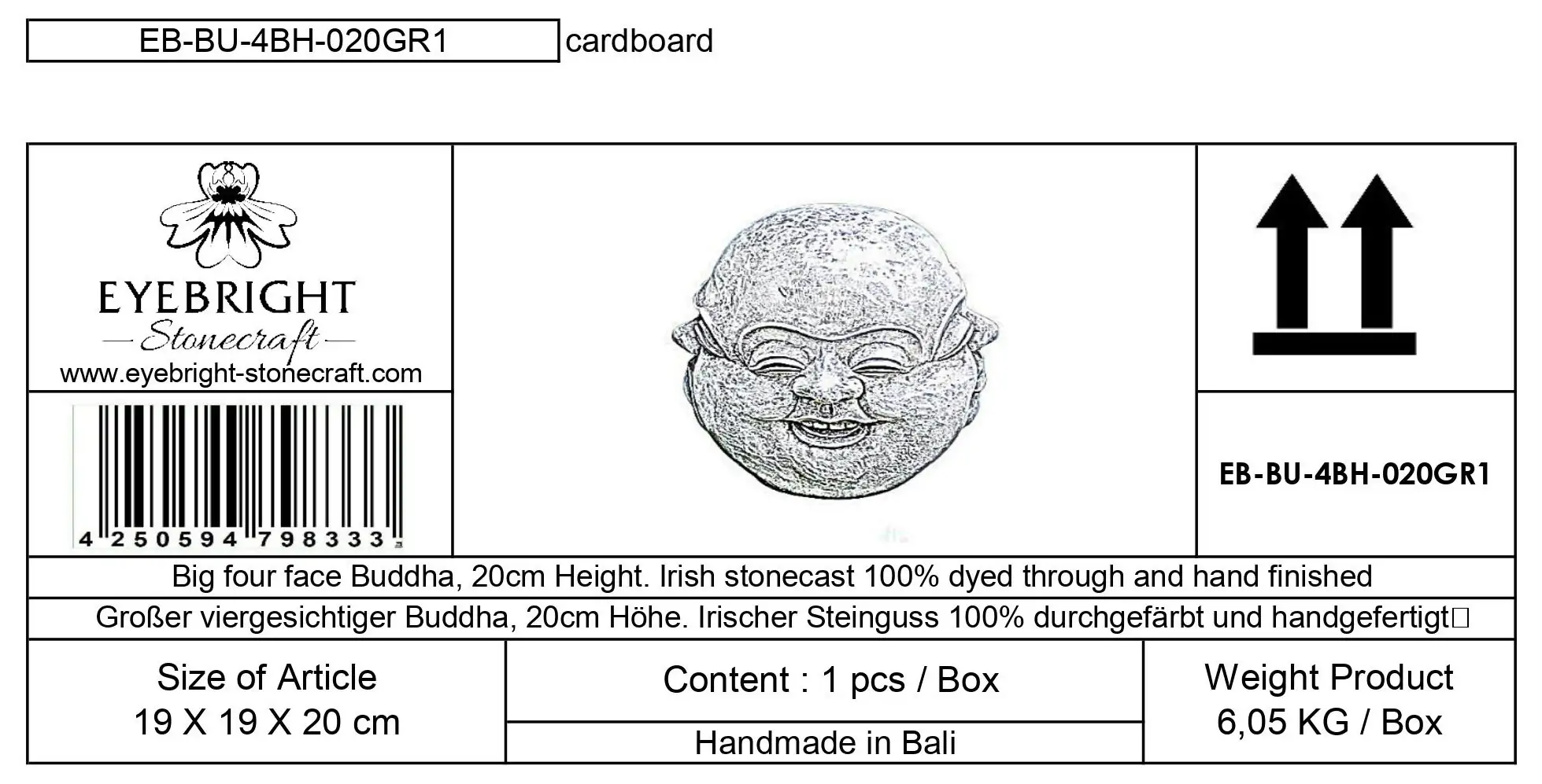 Artikelbild 6 des Artikels “Si Mian Fo -Großer viergesichtiger Buddha, 20cm H | Steinguss “