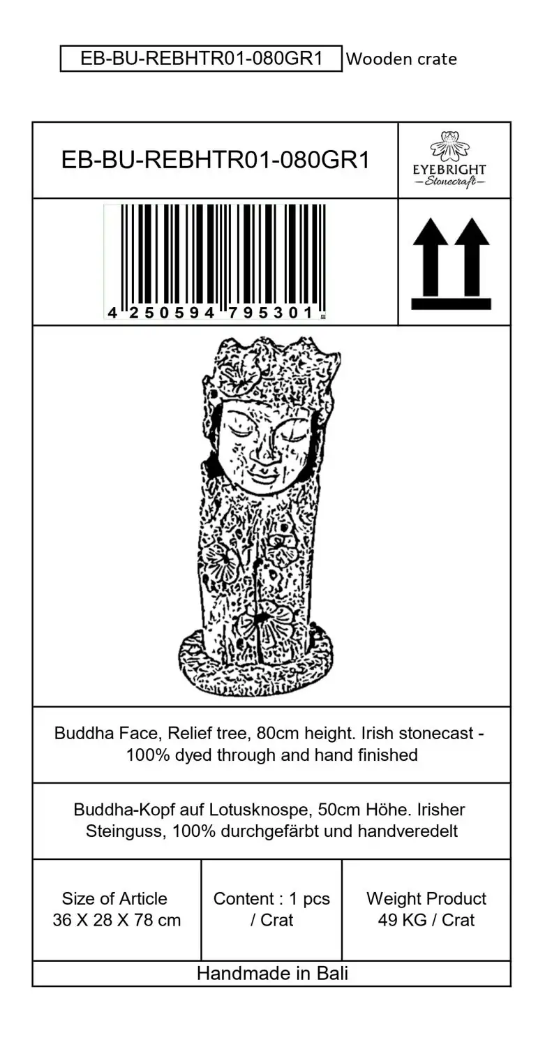Artikelbild 6 des Artikels “Jadoo - Buddha Gesicht, Relief Baum, 80cm H | Steinguss “