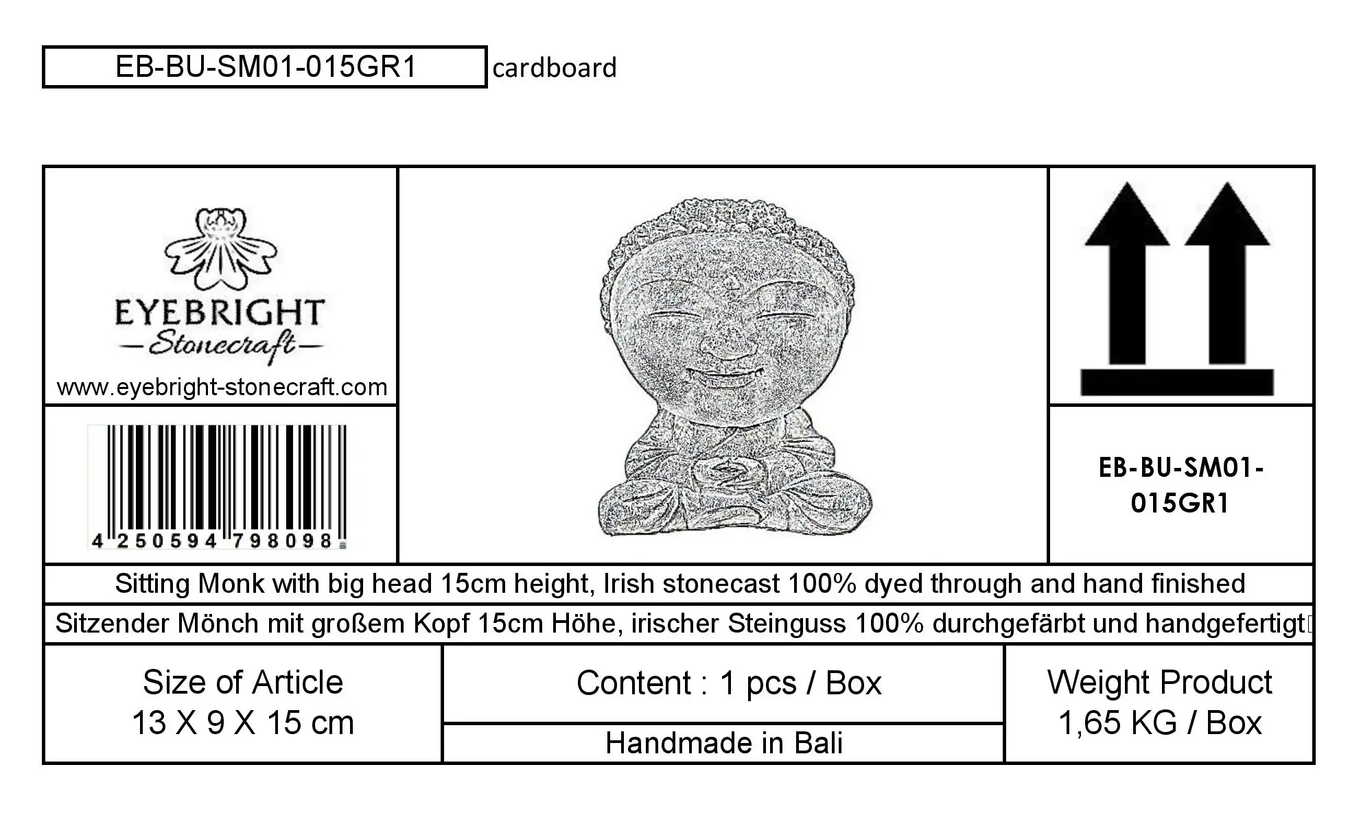 Artikelbild 6 des Artikels “Nima - Sitzender Mönch mit großem Kopf, 15 cm H | Steinguss “