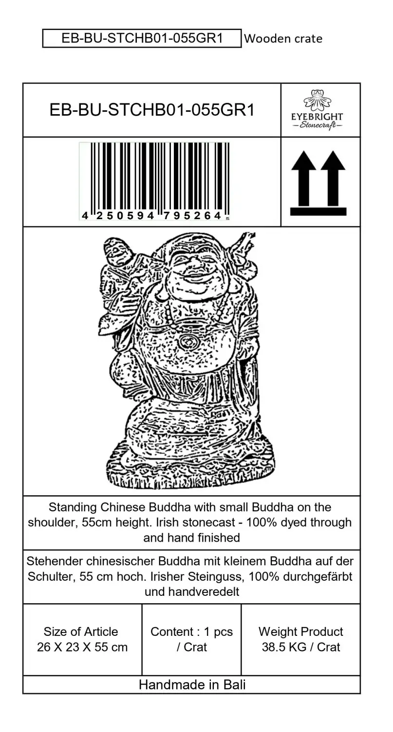 Artikelbild 6 des Artikels “Sammo - Chinesischer Buddha, stehend mit Buddha auf der Schulter, 55 cm H | Steinguss “