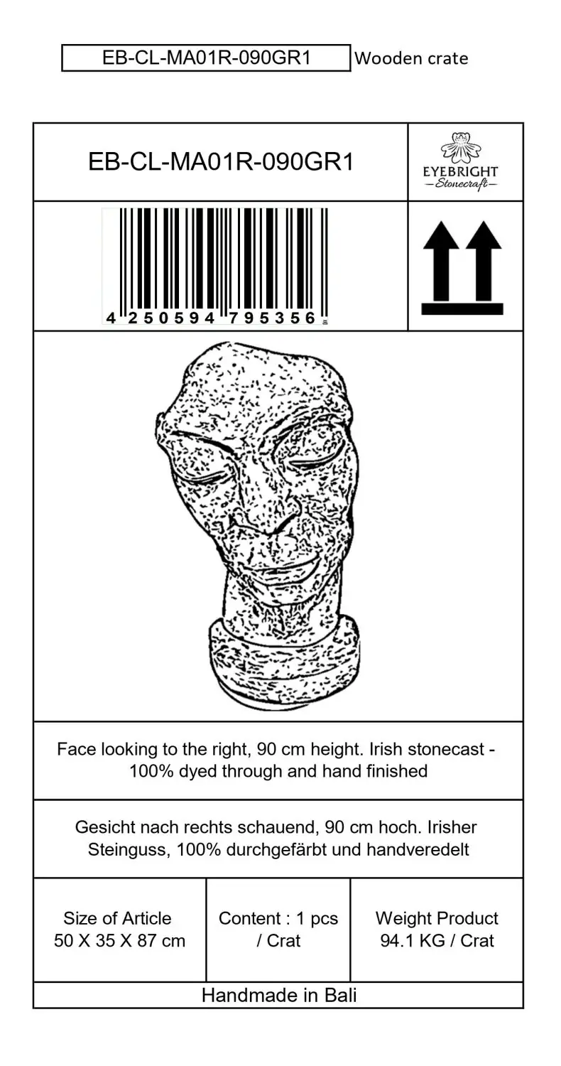 Product image 6 of the product “Aras - Face looking to the right, 90 cm H | cast stone ”