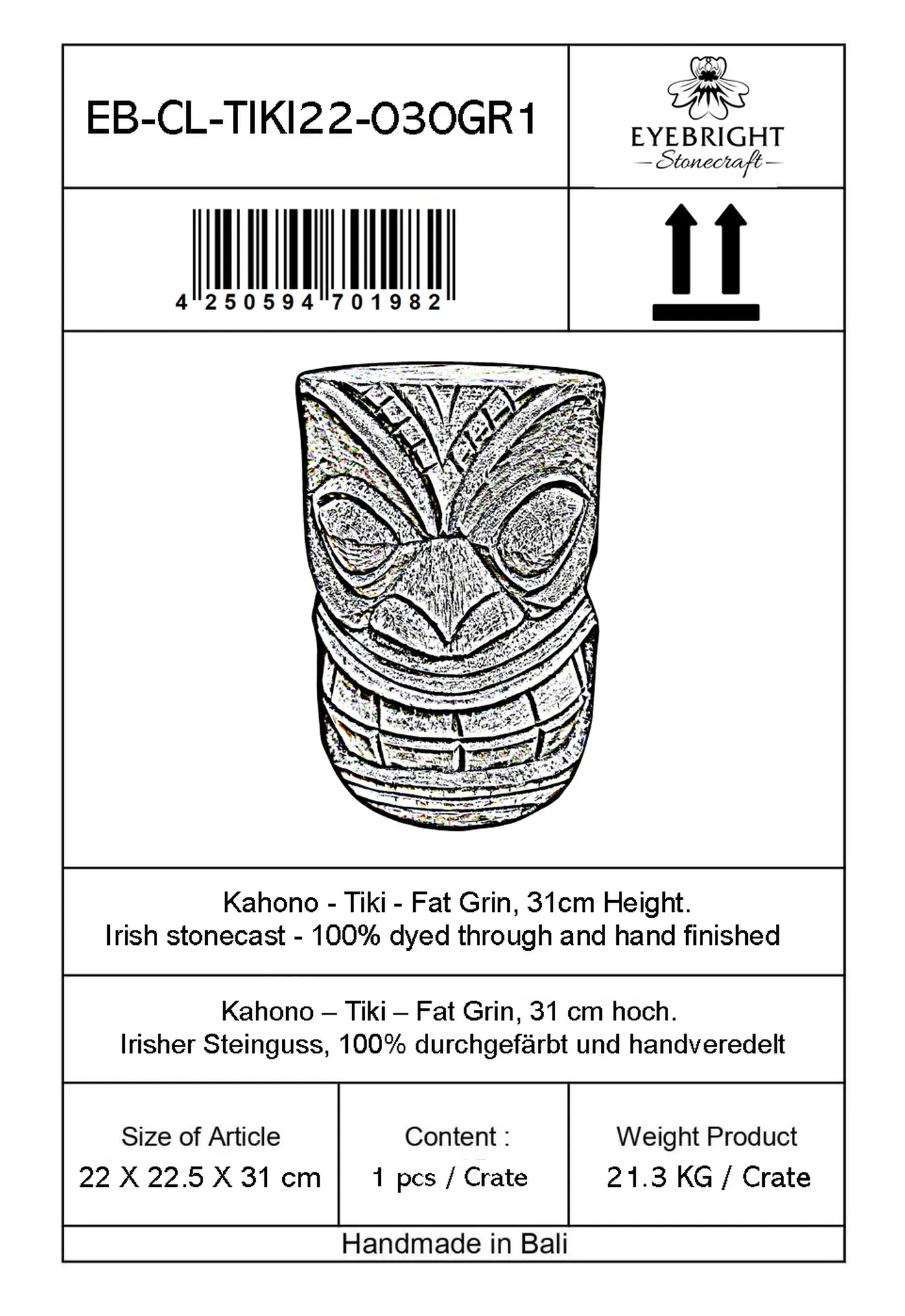 Artikelbild 6 des Artikels “Kahono - Tiki - Fat Grin, 31cm H | cast stone “