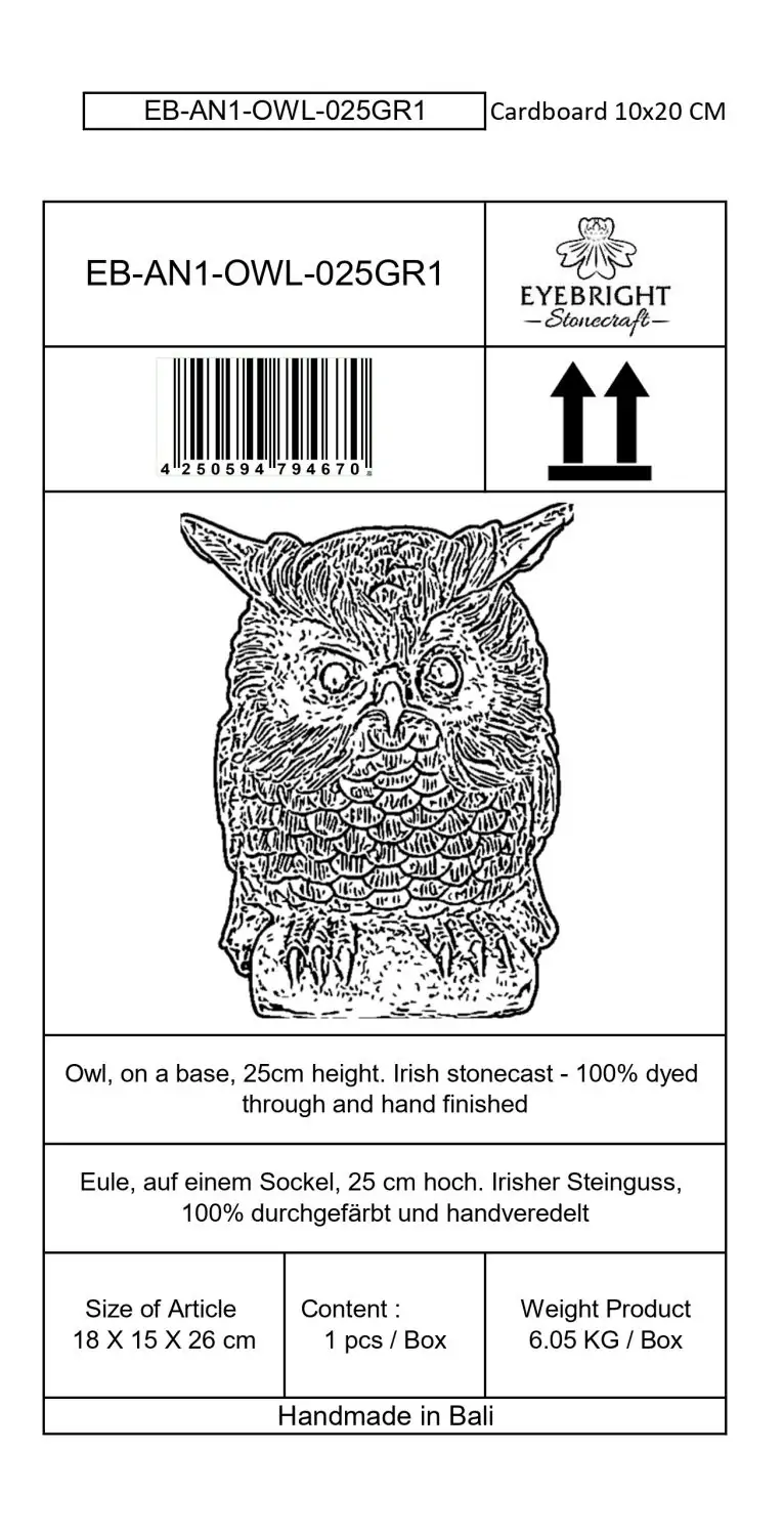 Product image 7 of the product “Esme - Owl, on a base, 25cm H | cast stone ”
