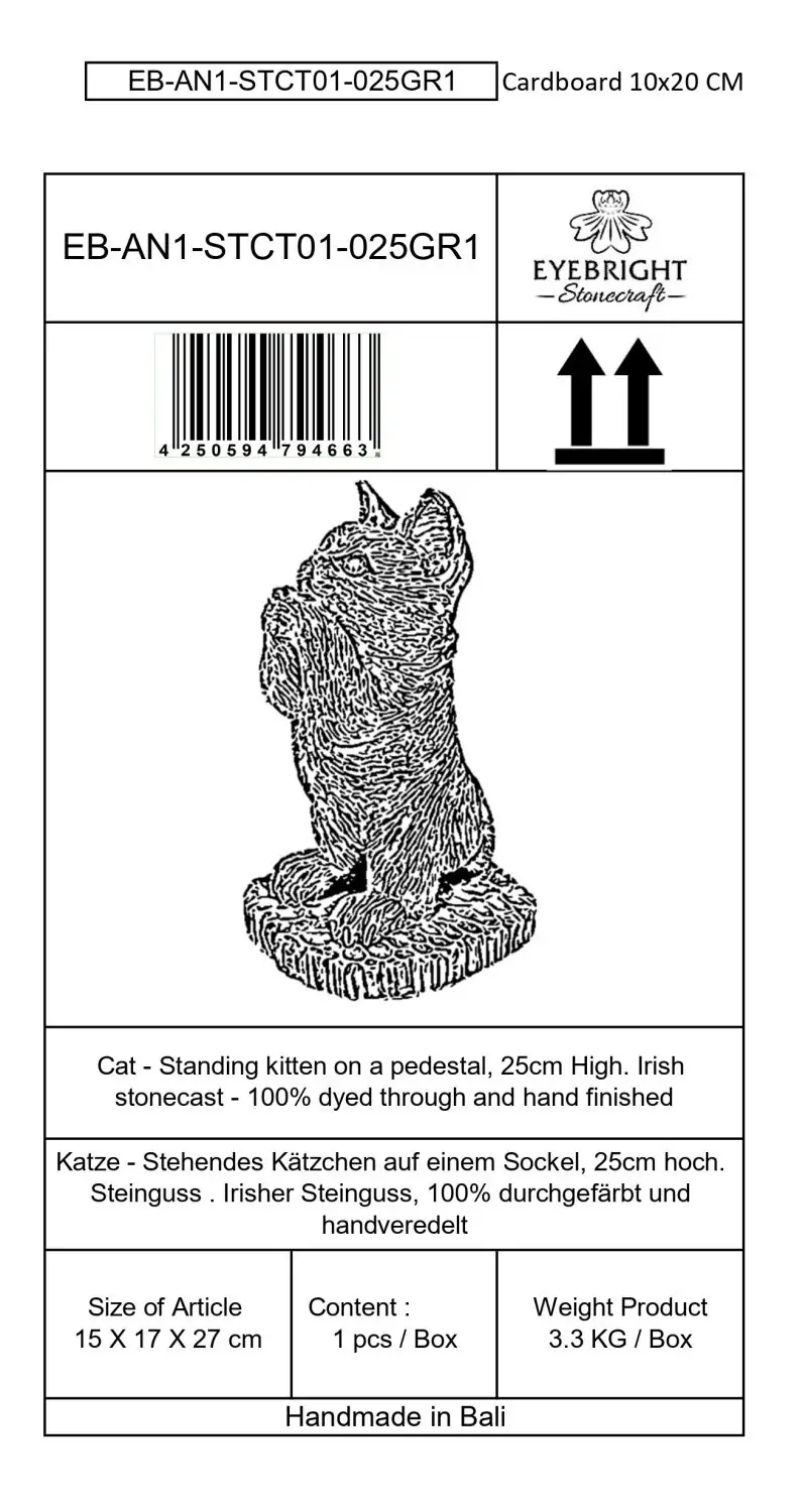 Artikelbild 7 des Artikels “Sammy , stehendes Kätzchen auf Sockel, 25 cm H | Steinguss “