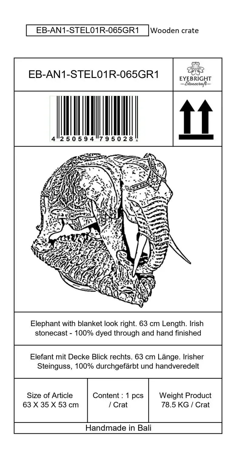 Artikelbild 7 des Artikels “Avan - Elefant mit Decke, Blick rechts, 63 cm L | Steinguss “