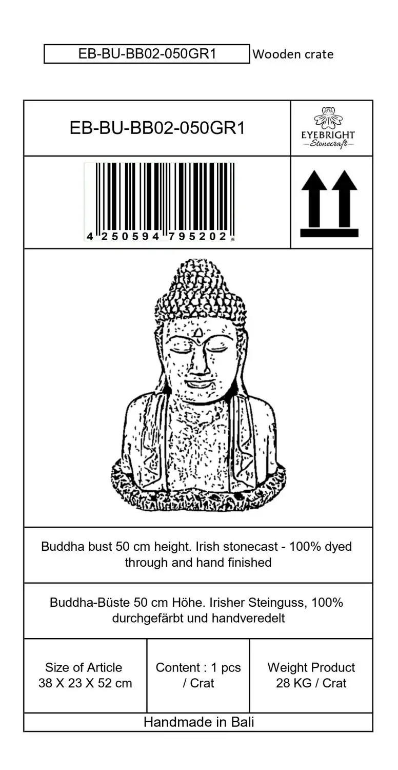 Artikelbild 7 des Artikels “Naufal - Buddha Büste, 50 cm H | Steinguss “