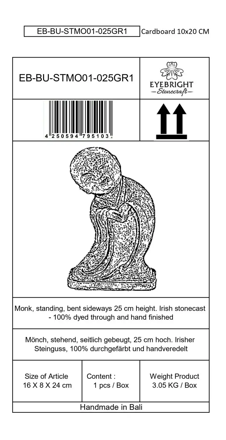 Artikelbild 7 des Artikels “Ming - Mönch, stehend, seitlich gebeugt, 25 cm H | Steinguss “