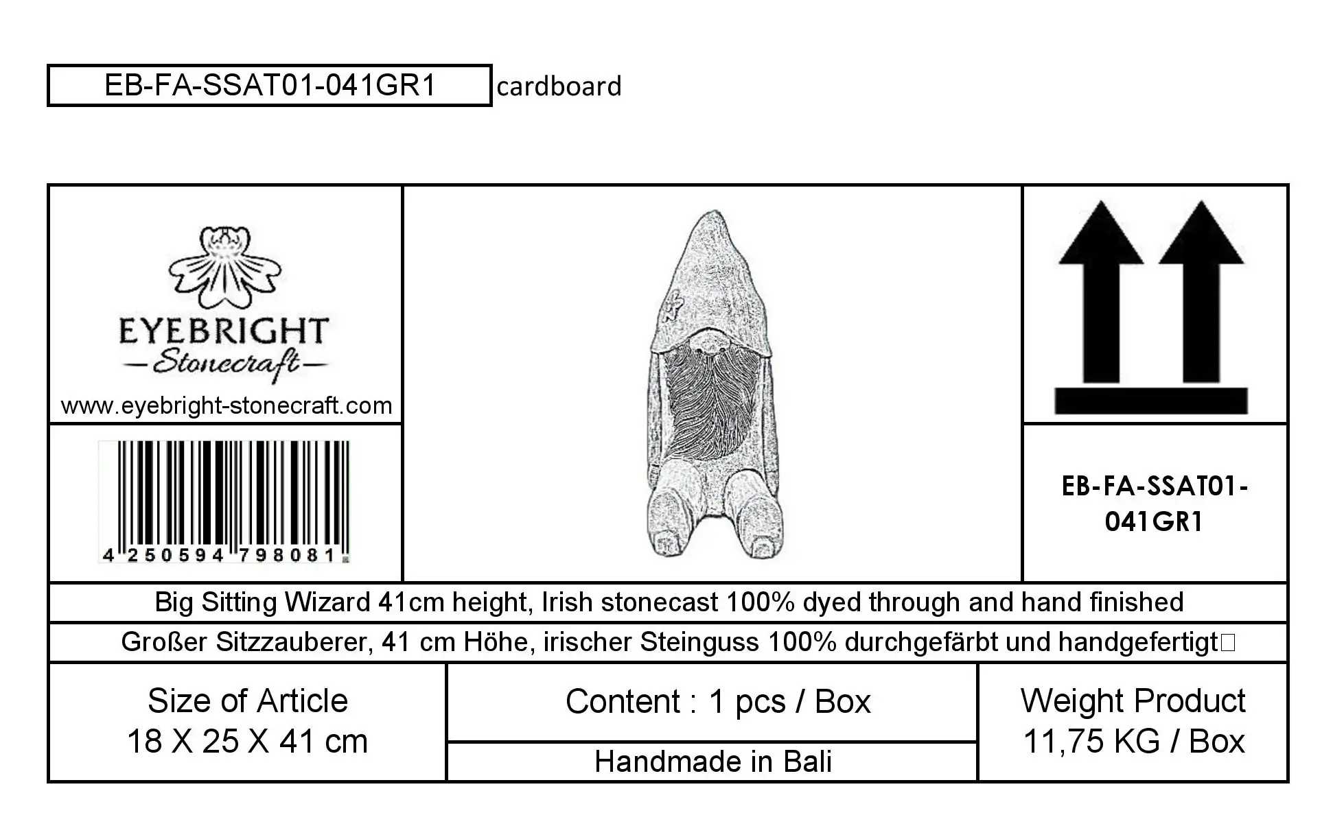Artikelbild 7 des Artikels “Klaus - Sitzender Zauberer, 41cm H | Steinguss “