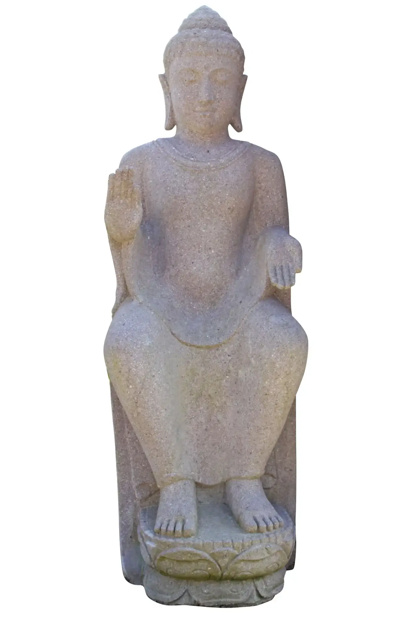Artikelbild 7 des Artikels “EINZELSTÜCK - Sitzender Buddha auf Sockel, 130 cm H, rötlicher Flussstein “